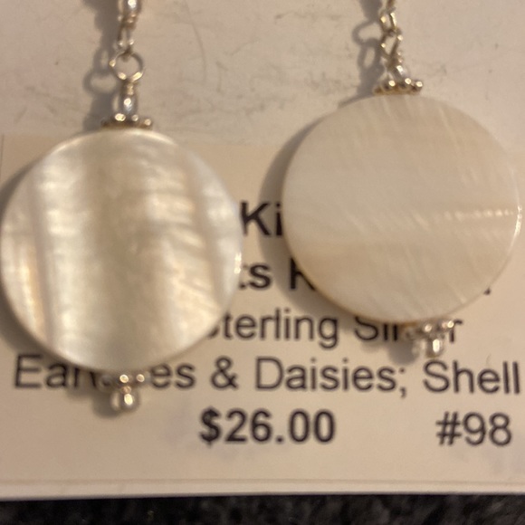 FINAL NEW BlueKimbler Solid Sterling Silver & Shell Dangling Earrings - Picture 2 of 4